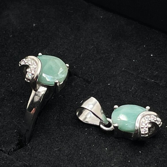 New! 4 Piece Sterling Silver & Aventurine Set - Picture 3 of 6